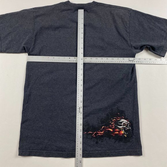🔥🔥Vintage JNCO Eagle Skull Flame T Shirt Mens Medium Y/K rave skate JNCO JEANS - Picture 7 of 9